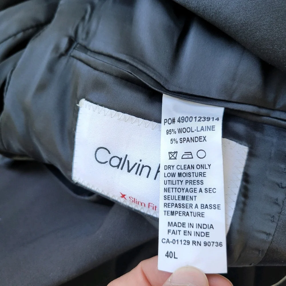Calvin Klein Men's Black X Slim-Fit Wool Tuxedo Sport Coat Suit Jacket Size 40L